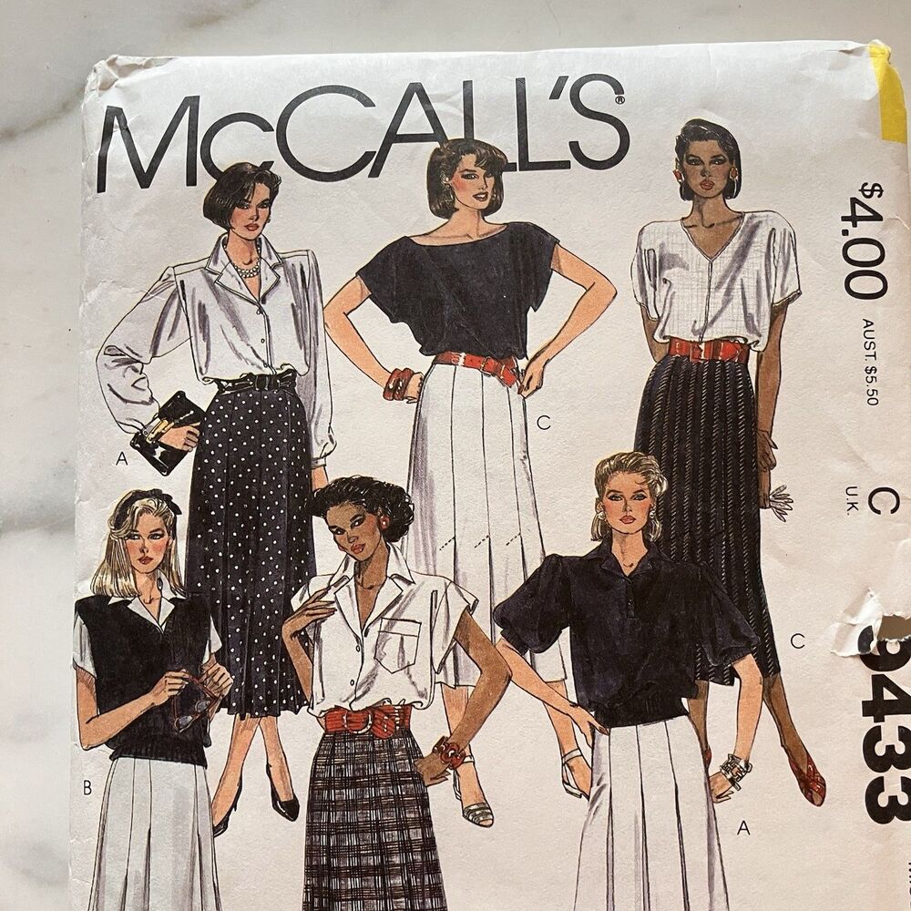 Vintage McCall's Sewing Pattern 9433 Women’s Skirt Size 14 Pleated 3 Styles - Picture 4 of 6